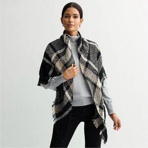 NEW - David and Young Soft Cozy Pink and Gray Scarf/Wrap